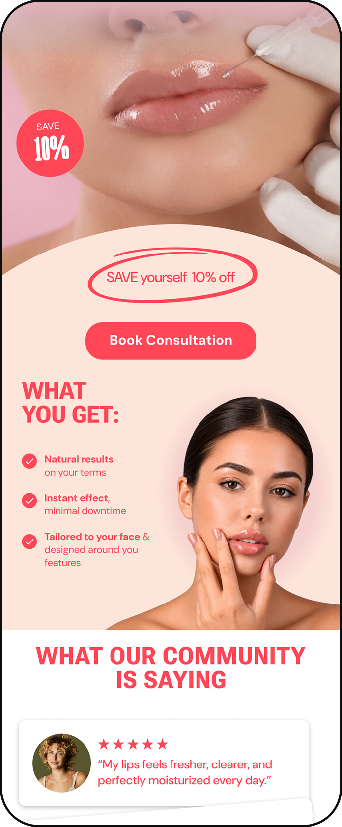 Landing page for an aesthetic clinic built by MMLead
